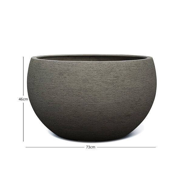 AuldHome Fioriera Da Tavolo Con Foro Per Ombrellone - 2 Vasi Semicircolari Smaltati Greige Per Patio