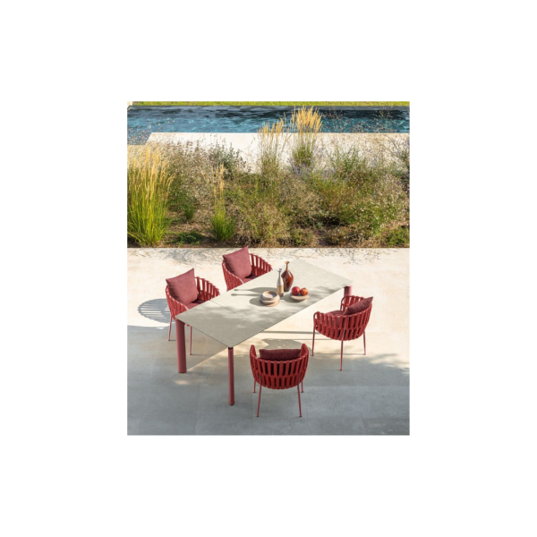 Talenti Milo Tavolo 160/215 Red and 6 Frame Chairs