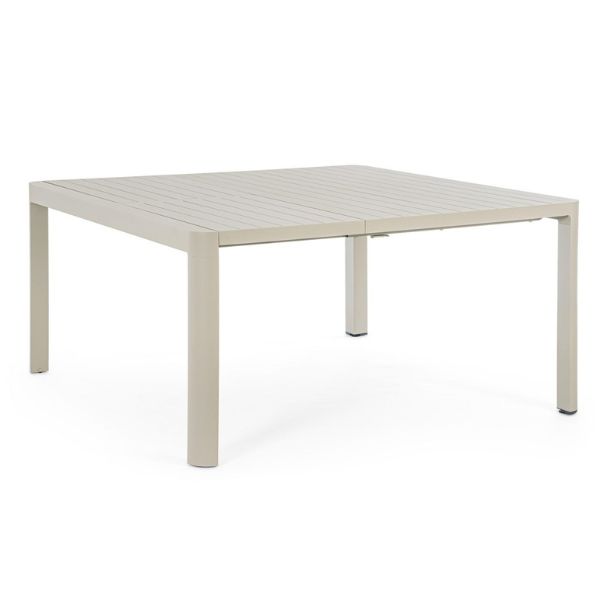 tavolo Bizzotto Kiplin Rastin aperto 149x149 quadrato vista prospettica su sfondo bianco